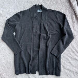 JM Collection Charcoal Open Front Cardigan